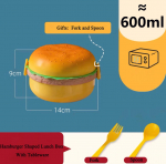 Hamburgeri l&otilde;unakarp Kahetasandiline armas Burger Bento Box Mikrolaineahi laste koolitoidukonteiner Kahvel lauan&otilde;ude komplekt Kingitused