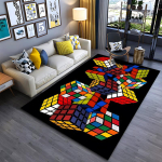 V&auml;rviline 3D Rubiku kuubikute disainiga vaip Sobib kasutamiseks libisemisvastase m&auml;ngumatina elutoa ja magamistoa diivanite ees 80x120cm( 31x47in) gray