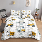 Ehituss&otilde;idukid Poistele Ekskavaator Tekikate Kollane Traktori Voodipesukomplekt Teismelistele Lapsele Vana retroauto Teematoa sisustus 140x200cm