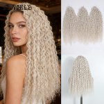 24&ldquo; Platinablonde S&uuml;gavlaineline Hekeldatav Juus S&uuml;nteetiline Punumiseks Juus Eelvenitatud Krussis Hekeldatavad Punutised Juuksepikendused Naistele (as the picture,24inches-60cm) white