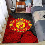 Manchester Unitedi logo vaip, Punane Must Jalgpallif&auml;nnide Kodu Dekoor Vaip Sobib kasutamiseks libisemisvastasena elutoa magamistoa diivanite jaoks 80x120cm( 31x47in) black