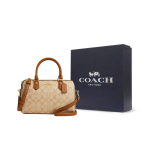 COACH Rowan kaetud l&otilde;uendist &otilde;lakott, crossbody kott, k&auml;ekott keskmine naiste helekakiroheline Gift Box Set (Basic Set + Black Gift Box) hele khaki v&auml;rv