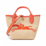 Longchamp Le Pliage Paris 15 Tikitud Logo V&auml;rviplokk Kootud Linane Segu Nahast Pelmeenikujuline &Otilde;lakott Naiste kotid Khaki Oranž 10162HYT017 Khaki & Orange