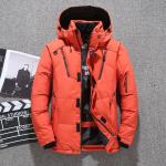 Meeste valge pardi sulejope uus soe kapuutsiga meeste paks mantel meeste vabaaja kvaliteetne jakk Thermal talveparka meestele M 45-55KG oranž