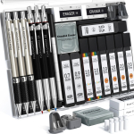 Four Candies Mehaaniliste pliiatsite komplekt metalljoonestamiseks 0,5, 0,7, 0,9 ja 2,0 mm terava grafiidiga (HB 2H 2B 4B V&auml;rv) Kunstiline visanddisain Mehaaniline pliiats gray