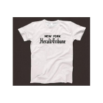 Vintage Jean-Luc Godard Breathless Film T-s&auml;rk - Jean Seberg & Prantsuse Uus Laine Ikooniline Ajalehepildiga T-s&auml;rk koos Herald Tribune Esilehega - Retro M valge