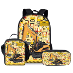 3 tk komplekt Multikarikatuuri Auto Ekskavaatori Seljakotid Poistele/T&uuml;drukutele Parimad Kingitused 2D Tasane Multikarikatuuri Koolikoti Seljakott Lastele black