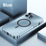 Luksuslik alumiiniumist magnetiline telefoni&uuml;mbris iPhone 12 13 14 15 16 17 18 Pro Max Plus Air jaoks Klaasist kaitsega metallist telefoni kate iPhone 15 Plus sinine
