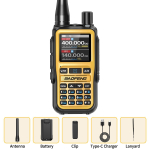 Baofeng UV 5R Mini raadiosaatja Bluetooth programmeerimine Sagedus Kahekordne PTT Sagedusriba Type-C AM/FM Raadio matkamiseks jahiks USB Plug oranž