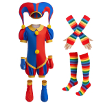H&auml;mmastav Digitaalne Tsirkus Pomni Laste Cosplay Kost&uuml;&uuml;m T&uuml;drukule Poisile Halloweeni Printsess 4 tk Komplekt Karnevali Komplektid T&uuml;druk Multikas 4T (Tag 120) blue