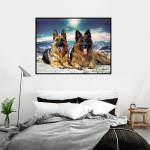 Teemantmaal Ristpistes Teemant Kodukaunistus kaks koera T&auml;iskivimosaiik Teemanttikandid 20X30CM