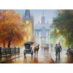 Teemanttikandid vanker Romantiline linnajalutusk&auml;ik vihmasel teemantmaalingul ristpistes t&auml;isring 20X30CM