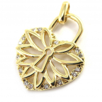 Les Tr&eacute;sors De Lily [M6185] - Pendentif Plaqu&eacute; Or 'Love Cadenas' blanc dor&eacute; - 25x17 mm kuld