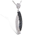 Les Tr&eacute;sors De Lily [P1250] - Pendentif Argent 'Sissi' noir blanc argent&eacute; (rhodi&eacute;) - 32x7 mm must