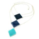 Dolce Vita [P9638] - Collier Cr&eacute;ateur 'Nora' bleu turquoise argent&eacute; (3 rangs) sinine
