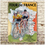 Les Tr&eacute;sors De Lily [R0616] - Plaque m&eacute;tal r&eacute;tro 'Tour de France' multicolore vintage - 40x30 cm mitmev&auml;rviline