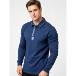 Suvised meeste pikkade varrukatega POLO-s&auml;rgid, n&ouml;&ouml;biga Slim Fit, puuvillased pikkade varrukatega top meeste vabaaja plusssuuruses M blue