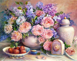 Diamont Painting Flowers 5D Teemantmaalikomplekt Ristpistes Teemantmaali T&auml;ispuurimisring 15*20cm
