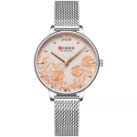 CURREN 9065 Elegantne peen vabaaja &auml;rikvartsist naiste k&auml;ekell Sakura lilledega, reljeefne lihtne Metal h&otilde;be