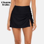 Naiste k&otilde;rge v&ouml;&ouml;kohaga poolitatud ujumisseelik, sportlik, n&ouml;&ouml;riga seelikuga ujumisosas koos sisseehitatud ujumisp&uuml;kstega ujumisriided M