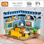 LOZ 1901 Linnaarhitektuur Maja nurk elutuba Kass Televisioon Puu DIY Mini klotsid Tellised Ehitusm&auml;nguasi ilma kastita