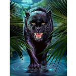 5D DIY Diamond Black Panther Ristpistes T&auml;is&uuml;mmargune teemanttikandi komplekt Mosaiik Rhinestone kristallist ikoon Kodukaunistus Full Round 20x30CM