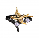 Suurep&auml;rane Hummingbird Pearl Black Gold S&otilde;rmus Naiste s&otilde;rmuspeo ehted Kihluskingitus Linnu harakas naiste s&otilde;rmuse jaoks 6 must