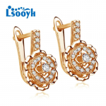 LSOOYH Clip K&otilde;rvar&otilde;ngad Moodne roosi&otilde;ieline k&otilde;rvar&otilde;ngas naistele Cubic Zirconia Hoop K&otilde;rvar&otilde;ngad Ehted A