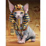 Teemanttikandid Loomad Teemantmosaiik T&auml;isekraanil Sfinksi kassi teemantmaal Full Round 20x25CM
