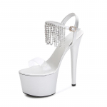 Naiste tikkp&uuml;ksid Seksikad catwalk narmastega moodsad sandaalid 181. seeria 16,5 cm konts, 7 cm platvorm LFD 34 valge