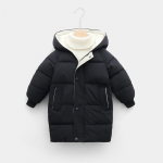 Moodne laste sulejope Talvine &uuml;hev&auml;rviline mantel Baby puuvillast polsterdatud mantel 130cm must