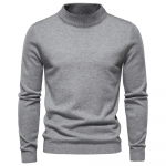 AIOPESON Mid Neck Pullover Meeste vabaaja &uuml;hev&auml;rviline Pehme Talvine Soe Meeste Kampsun Kvaliteetne Pullover Kampsun Meestele M 55-65kg helehall v&auml;rv