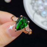 Bella Box temperament &otilde;rn vesirohelise kujuga avamiss&otilde;rmused naistele tsirkoonist kihluspeoks peen isikup&auml;rastatud ehted Adjustable Opening roheline