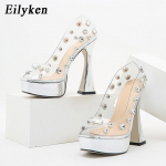 Eilyken Autumn New Fashion kontsad Bling Peep Toe Spike Pumps Naiste k&otilde;rged kontsad Kingad Platvorm Madal libisemispeo naiste sandaalid kingad 35 h&otilde;be