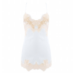 TERMEZY satiinist magamisriided, naiste seksikas seljata &ouml;&ouml;s&auml;rk, pits, lapiline kaheharuline pitsiline pidžaama alusp&uuml;kstega V kaelusega &ouml;&ouml;riietus M valge