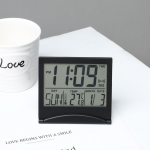 Digitaalne LCD kokkupandav lauaarvuti reisi &auml;ratuskell kalender Temperatuuri edasil&uuml;kkamise kell must