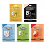 POND'S Vitamin Sheet Mask, Pack of 5, With 100% Natural Extracts, 15x Serum, Paraben Free, Biodegradable Fabric, 25 ml, 1 Count (Pack of 5)