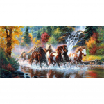 5D DIY Teemantmaalikomplektid Hobune Galloping T&auml;isringi puur Seinakaunistus Kunst K&auml;sit&ouml;&ouml; Mosaiik Rhinestone Pilt Kodukaunistus Gi Full Round 30x60CM