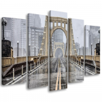 Viieosalise pildiga l&otilde;uendiprint Brooklyn Bridge City of New York 100x70 beež