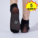 Kummitallaga libisemiskindlad silikoonkristall-siidsokid tallaga massaažisokid naiste kevadsuvi &otilde;hukesed keskmised l&uuml;hikesed sokid 5 Pairs must