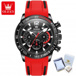 OLEVS uus tippmeeste k&auml;ekell silikoonrihmaga, trendikas ja helendav kronograaf, multifunktsionaalne kvartskell meeste k&auml;ekell