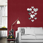 10 tk Love Heart akr&uuml;&uuml;l 3D peegelseinakleebis seinamaali kleebis eemaldatavad kleebised One Size kuld
