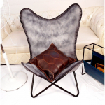 K&auml;sitsi valmistatud nahast Butterfly Chair Hall nahast tool L&otilde;&otilde;gastav tugitool 25 x 29 x 37 in hall