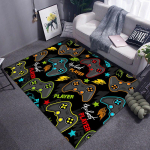 M&auml;ngijavaip Naljakas must m&auml;ngukontrolleri matid lastele Pehme vaip M&auml;ngutuba M&auml;ngum&auml;ng Anime Gamer Tooli vaip Suur vaip Elutoa Poisid 50cm x 80cm