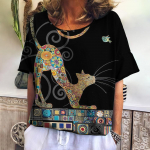 Suvised T-s&auml;rgid naistele 3d Armas kass Mood Print T-s&auml;rk Naiste riided L&uuml;hikesed varrukad Harajuku Loomad T&uuml;drukud Kawaii Top Tee XL