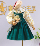 3-8 a Lasteriided T&uuml;drukud Beebi Kevadsuvi &Uuml;likond Mood Lilleline pikkade varrukatega s&auml;rk + Suspensiga seelik Kaheosaline vabaaja komplekt 3T roheline