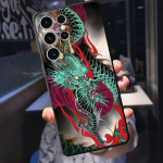 Hiina Dragon Tiger telefoni&uuml;mbris Samsung Galaxy S23 Ultra 5g S21 S20 Fe S10e S22 Plus S8 S7 S10 S9 must pehme kattega armor Samsung S23 5G