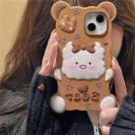 Korea armas 3d multikas karu silikoonist Star telefoni&uuml;mbris iPhone'ile 14 13 12 11 Pro Max Lovely Bunny kaitsev pehme kate Funda For iPhone 11Pro Max