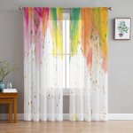 Rainbow Vintage puidust tera t&uuml;lli kardinad magamistoa akna kardinad Luksuslik kohvik Hotellide sisustus Kodu Elutuba L&auml;bipaistvad kardinad 1 PCS W100XH250cm