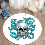 Schedel Ronde Tapijt Voor Woonkamer Halloween Tapijt Slaapkamer Deurmat Karpetten Mat Voor Lasteaed Halloweeni kaunistused Voor Huis Diameter 60cm